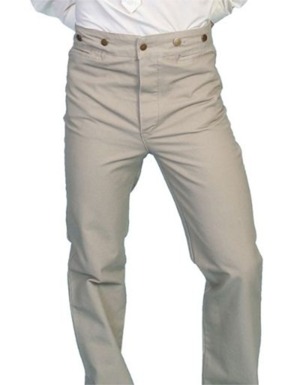 Scully Men 30 Canvas Pant Suspender Button Fly High Rise Beige Rancher Western